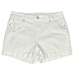 Time and Tru Higher Midrise Shorts White Cuff Hem Distressed 3.5" Inseam Size 10